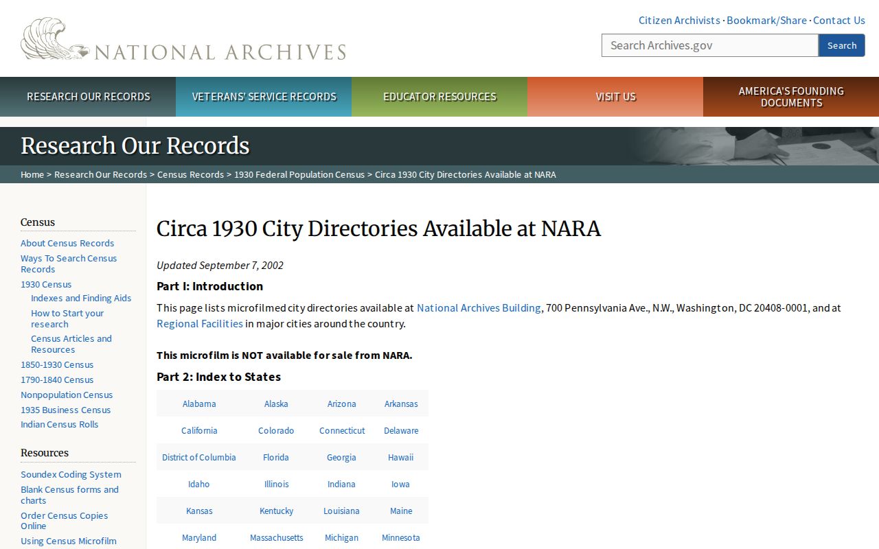 Attleboro city directory NARA holdings screen