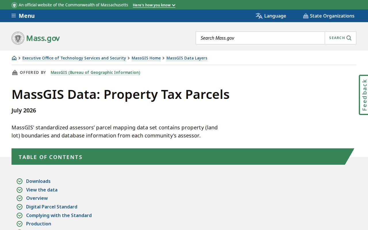 Attleboro neighbors image of the MassGIS property-tax parcel data page