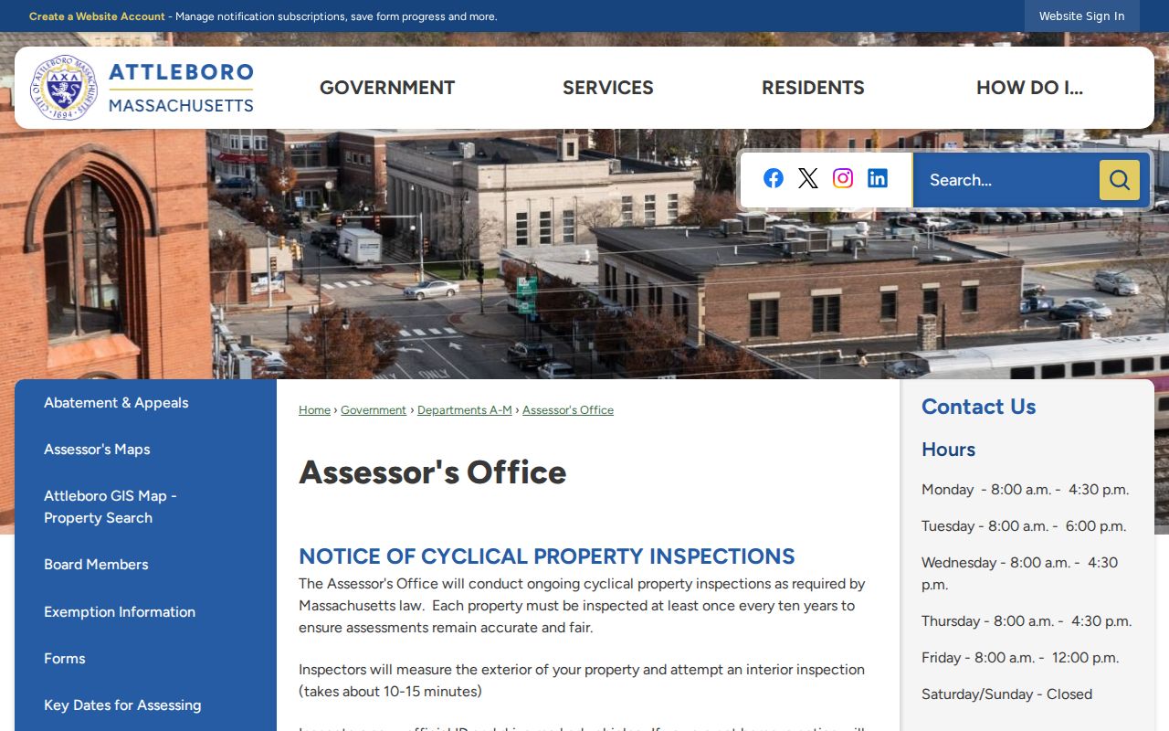 Attleboro street directory source showing the Assessors Office