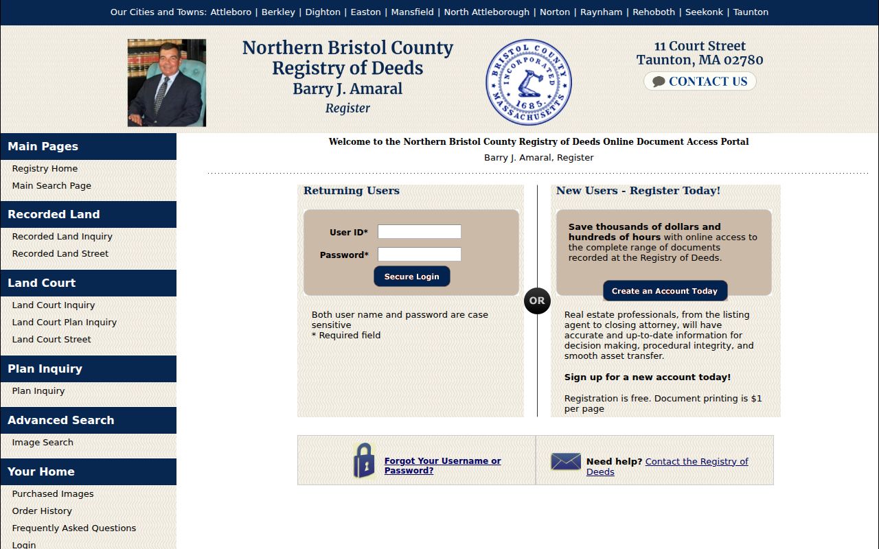 Attleboro street directory source showing the Northern Bristol deed index